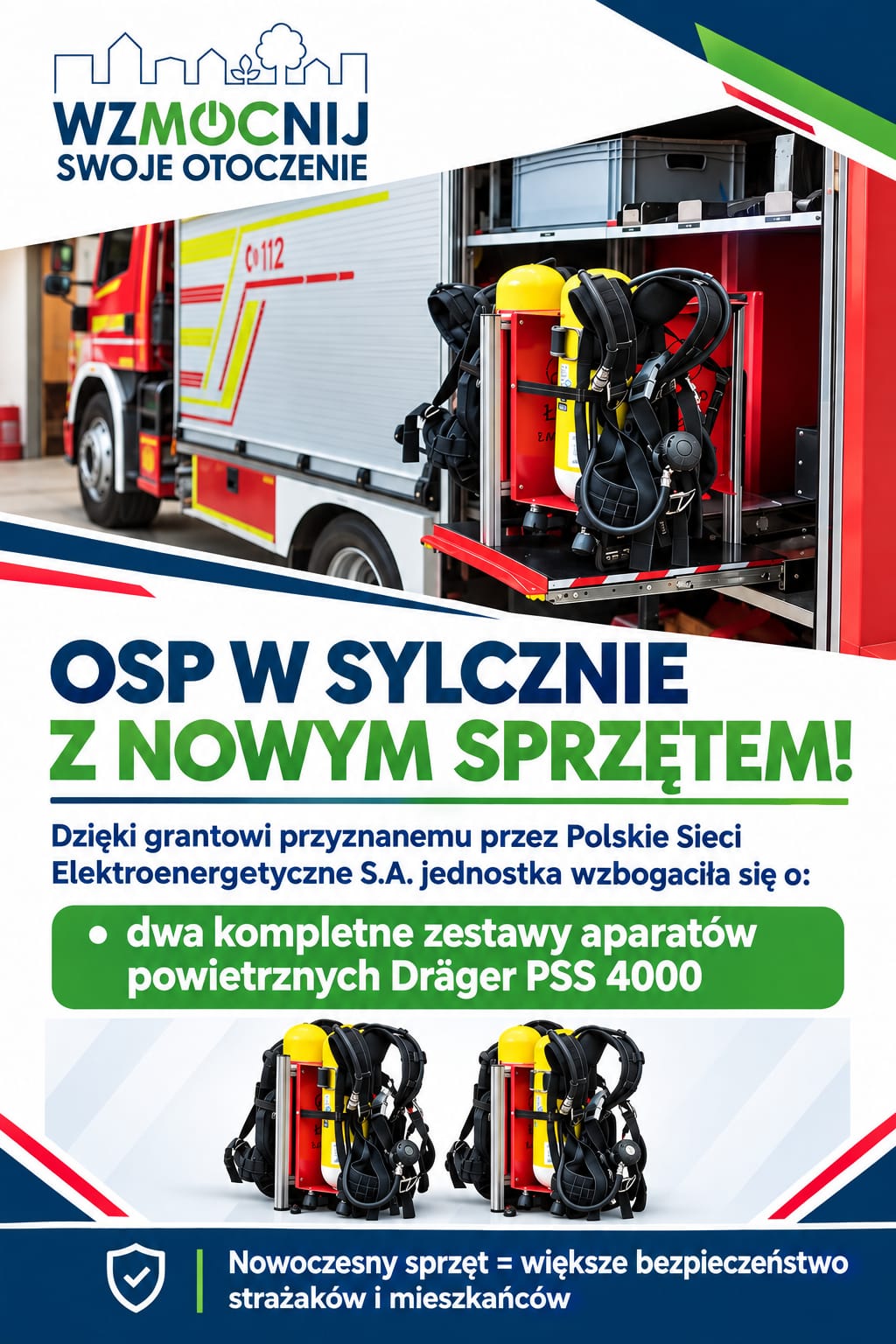 Plakat ze zdjęciem pozyskanego sprzętu